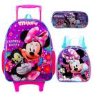 Kit Mochila Escolar de Rodas Minnie Mouse + Lancheira e Estojo Original Disney - Xeryus