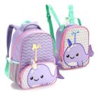 Kit Mochila Escolar e Lancheira Térmica Zoop Seanite Baleia