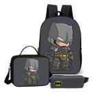 Kit Mochila Escolar Estojo E Lancheira Tema Heroi Morcego Bt