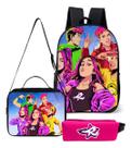 Kit Mochila Escolar Estojo E Lancheira Tropa Dos Youber Rosa