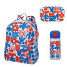 Kit Mochila Escolar Fábula Farm Estojo Garrafa Frozão Off