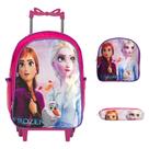 Kit Mochila Escolar Feminina Frozen Rodinha Tam G Creche