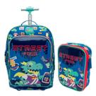 Kit Mochila Escolar Grande Com Rodinhas + Estojo Dragão Street Puket Kit Mochila Escolar Grande Com Rodinhas + Estojo Dragão Street Puket