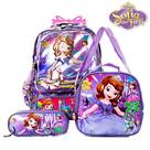 Kit Mochila Escolar Infantil 3D Princesinha Sofia com Rodinhas Kit Mochila Escolar Infantil 3D Princesinha Sofia com Rodinhas