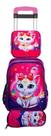 Kit Mochila Escolar Infantil 3d Roda Led Lancheira Estojo Rosa Menina Gatinha Kit Mochila Escolar Infantil 3d Roda Led Lancheira Estojo Rosa Menina Gatinha