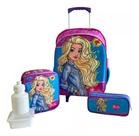 Kit Mochila Escolar Infantil Barbie M Rodinhas Meninas F5