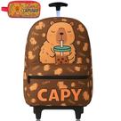 Kit Mochila escolar infantil Com Rodinhas Capivara Estojo Duplo