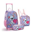 Kit Mochila Escolar Infantil De Rodinhas Urso/Panda/Coala com Lancheira Térmica e Estojo Kit Mochila Escolar Infantil De Rodinhas Urso/Panda/Coala com Lancheira Térmica e Estojo