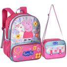 Kit Mochila Escolar Infantil Media 14L e Lancheira Termica Menina Peppa Pig Oficial