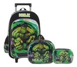 Kit Mochila Escolar Infantil Meninos Hulk Marvel Rodinhas G Kit Mochila Escolar Infantil Meninos Hulk Marvel Rodinhas G