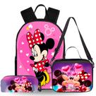 Kit Mochila Escolar Infantil Minnie Reforçada Completa Lancheira Estojo