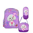Kit Mochila Escolar Infantil PetLove Com e Sem Rodinhas Criança Menina