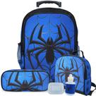 Kit Mochila Escolar Infantil Tam G de Rodinhas Spider Azul