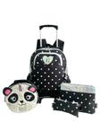 Kit Mochila Escolar Infantil Up4you Ursinho Panda Rodinhas G