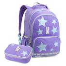Kit Mochila Escolar Love com Estojo Box Lilás Estrelas Colorido Bolsos Divisórias Material Lápis