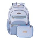 Kit Mochila Escolar Matelassê + Estojo Box Juvenil Meninas