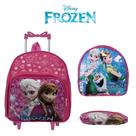 Kit Mochila Escolar Menina Frozen Pequena Rodinha Passeio