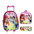 Kit Mochila Escolar Menina Juvenil Princesas Passeio Rodinha