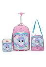 Kit Mochila Escolar Menina Rosa Unicornio Estojo Lancheira