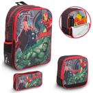 Kit Mochila Escolar Menino Grande Vingadores Toys 2u 3 Itens