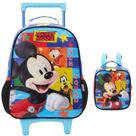 Kit Mochila Escolar Mickey Disney Rodinha G Com Lancheira