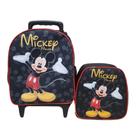 Kit Mochila Escolar Mickey Preto Tamanho Baby Menino