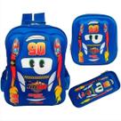 Kit Mochila Escolar para Menino Costas Carro Kars Kids Tam Grande infantil com estojo lancheira volta as aulas passeio resistente