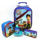 Kit Mochila Escolar Patrulha Canina 2 Bolsos Rodinhas G F5