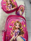 Kit Mochila Escolar Princesas Fofa Brilho 3 cd