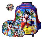 Kit Mochila Escolar Rodinha Dragon Ball Reforçada 3d