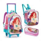 Kit Mochila Escolar Rodinhas Infantil Menina 16" Denlex