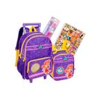 Kit Mochila Escolar Rodinhas Roxo Três Palavrinhas Original 2026