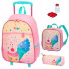 Kit Mochila Escolar Sorvete Sweet Infantil Rodinha G Meninas