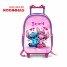 Kit mochila escolar Stitch Angel com lancheira e Estojo - Carrinho com rodinhas - menina - feminino Cor:SOMENTE Mochila