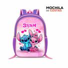 Kit mochila escolar Stitch Angel com lancheira e Estojo - Carrinho com rodinhas - menina - feminino Cor:SOMENTE mochila