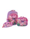 Kit Mochila Escolar Stitch3d Rodinhas Lancheira Estojo Stitch rosa