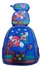 Kit Mochila Escolar Super Mario Lancheira Estojo Rodas