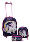 Kit Mochila Escolar Unicórnio Love Marinho