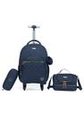 Kit Mochila Escolar Yupe Estojo Lancheira Juvenil Azul Kit Mochila Escolar Yupe Estojo Lancheira Juvenil Azul