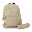 Kit mochila estojo escolar feminino juvenil universitário resistente nylon impermeável bolsos amplos