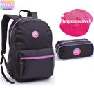 Kit Mochila Estojo Juvenil Escolar 3 Cors