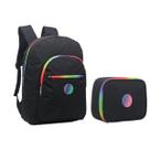 Kit Mochila Estojo Juvenil Escolar 3 Cors
