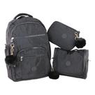 Kit Mochila Feminina Escolar com Frasqueira e Estojo Nylon Resistente Moderna Organização Perfeita