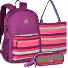 Kit Mochila Feminina Escolar Juvenil Bolsa