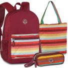 Kit Mochila Feminina Escolar Juvenil Bolsa