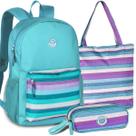 Kit Mochila Feminina Escolar Juvenil Bolsa
