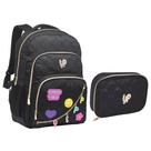 Kit Mochila Feminina Juvenil Escolar Com Patches Good Vibes