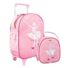 Kit Mochila Feminino Masculino Infantil Carrinho Rodinha Com Lancheira