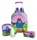 Kit Mochila Galinha Pintadinha Rodinhas Tam G Glitter F5