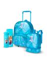 Kit Mochila Garrafa Lancheira Escolar Disney Infantil Rodinha Frozen